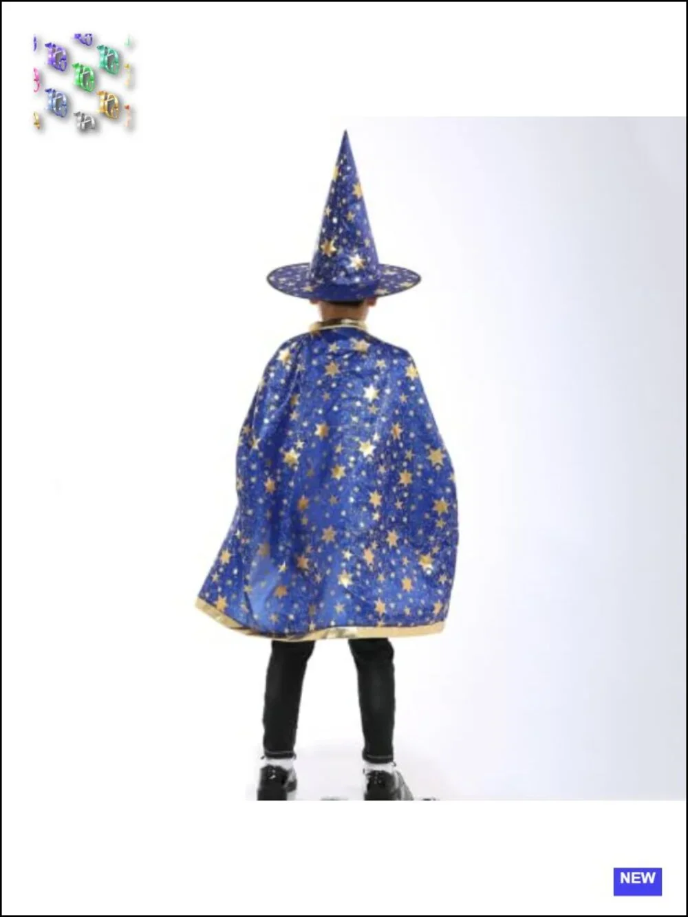 Kids Wizard Costume Cape & Hat Set Polyester Halloween Cosplay Dress Up